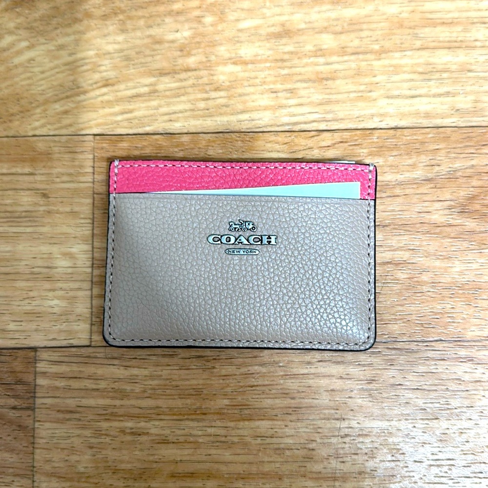 Coach multi color card case in original packaging